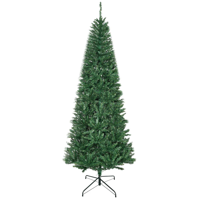 Homcom Albero di Natale Artificiale 210cm Base in Metallo Verde Φ91cm