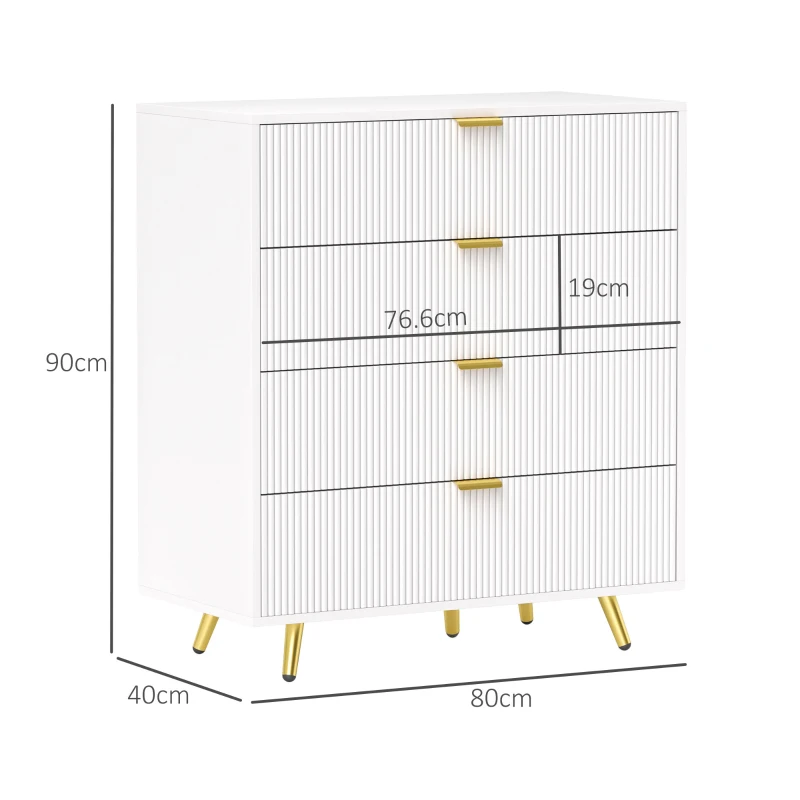 HOMCOM Elegant Four-Drawer Bedside Table - White