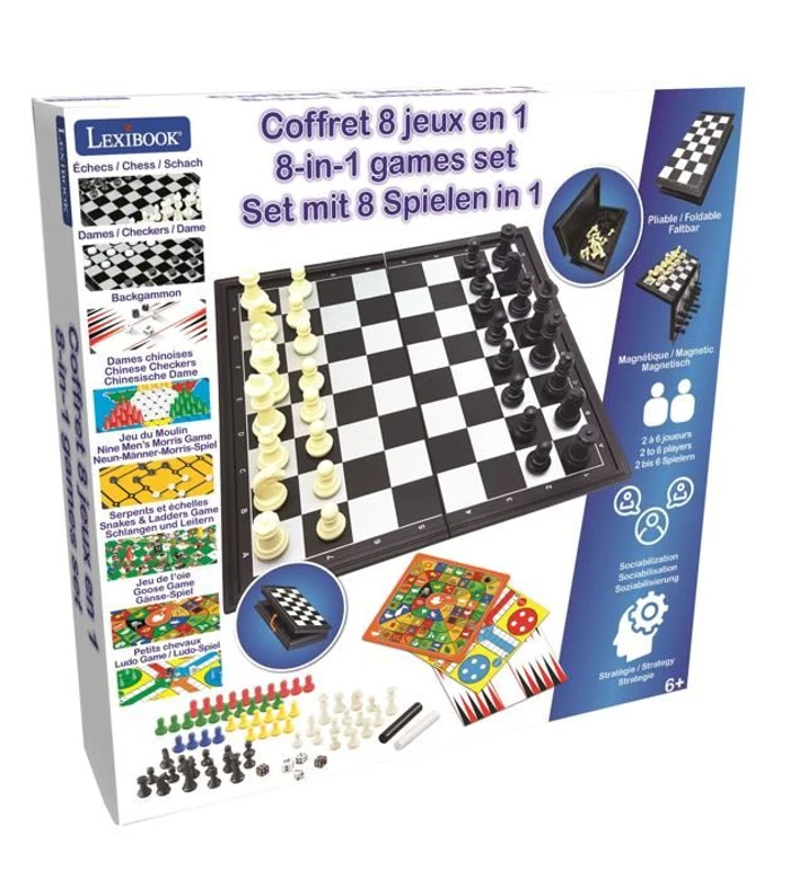 Jeux de société magnétiques – coffret 8 jeux en 1, De 2 a 6 joueurs