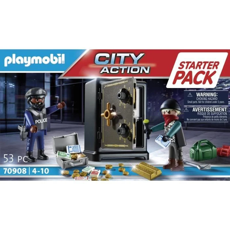 PLAYMOBIL 70908 Starter Pack Policier cambrioleur de coffre-fort, les policiers, Des 5 ans