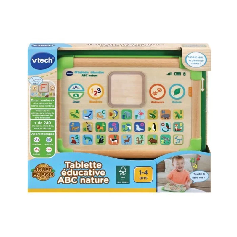 VTECH - Play Green - Tablette Éducative ABC Nature - Jouet Bois FSC