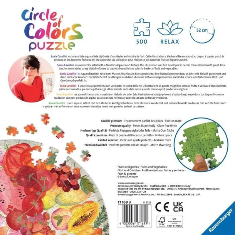 Puzzle rond 500 pieces Fruits et légumes, Circle of Colors, Abstrait, Adulte, Ravensburger