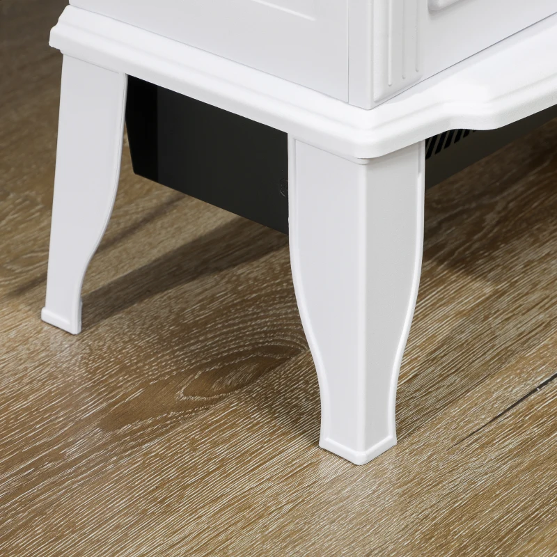 HOMCOM Șemineu Decorativ 1000 W/2000 W cu Temperatură Reglabilă Flăcări LED pentru 15-20 m² 36,5x24x46 cm Alb