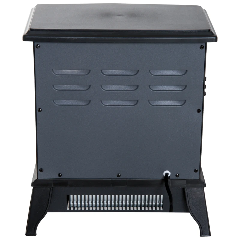 HOMCOM Șemineu Electric 1000 W/2000 W Șemineu Decorativ de podea cu Temperatură Reglabilă Flăcări LED și Protecție la Supraîncălzire pentru 15-20 ㎡ 36,5x24x46 cm Negru