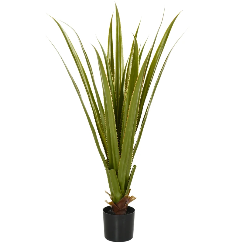 HOMCOM Plantă artificială tip agave în ghiveci, înălțime 90 cm, 16 frunze, interior și exterior, realism ridicat