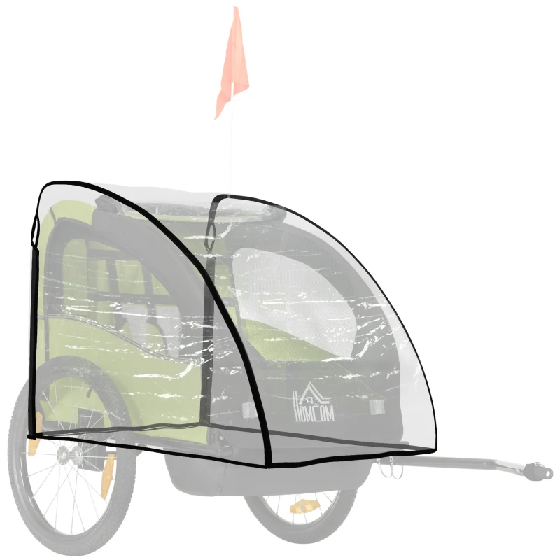 HOMCOM Husă de ploaie pentru remorci de bicicletă pentru copii, cu fereastră, 76 x 61 x 61 cm, transparent