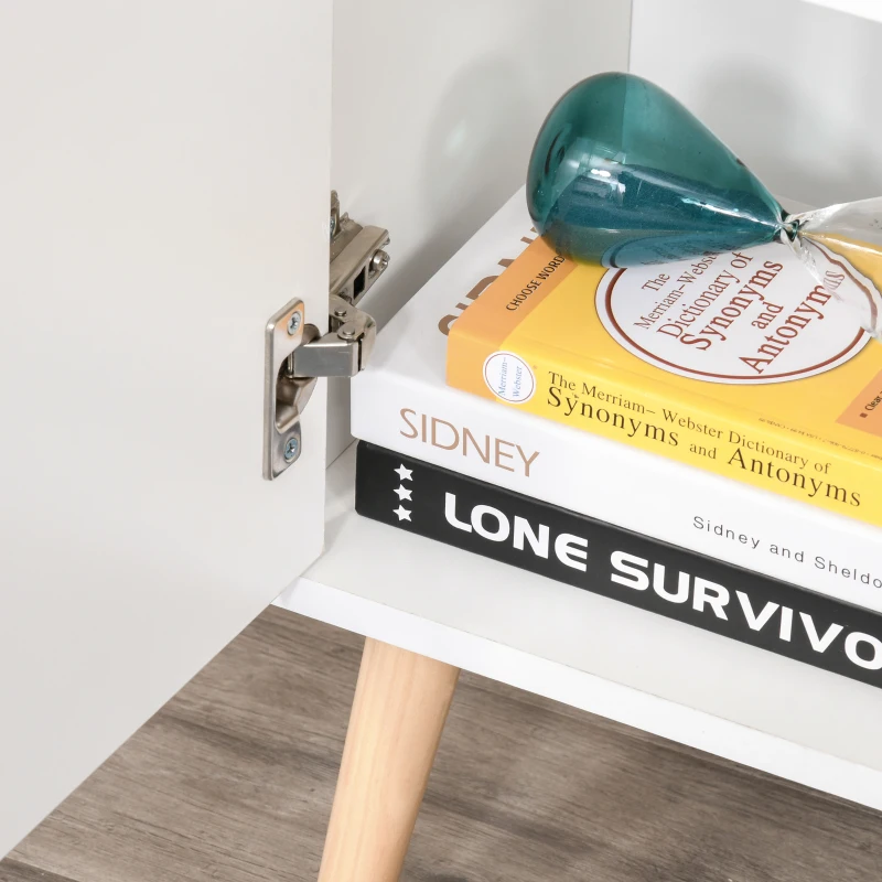 HOMCOM Buffet Meuble de Rangement Design scandinave 2 placards tiroir Coulissant Bois Blanc chêne Clair