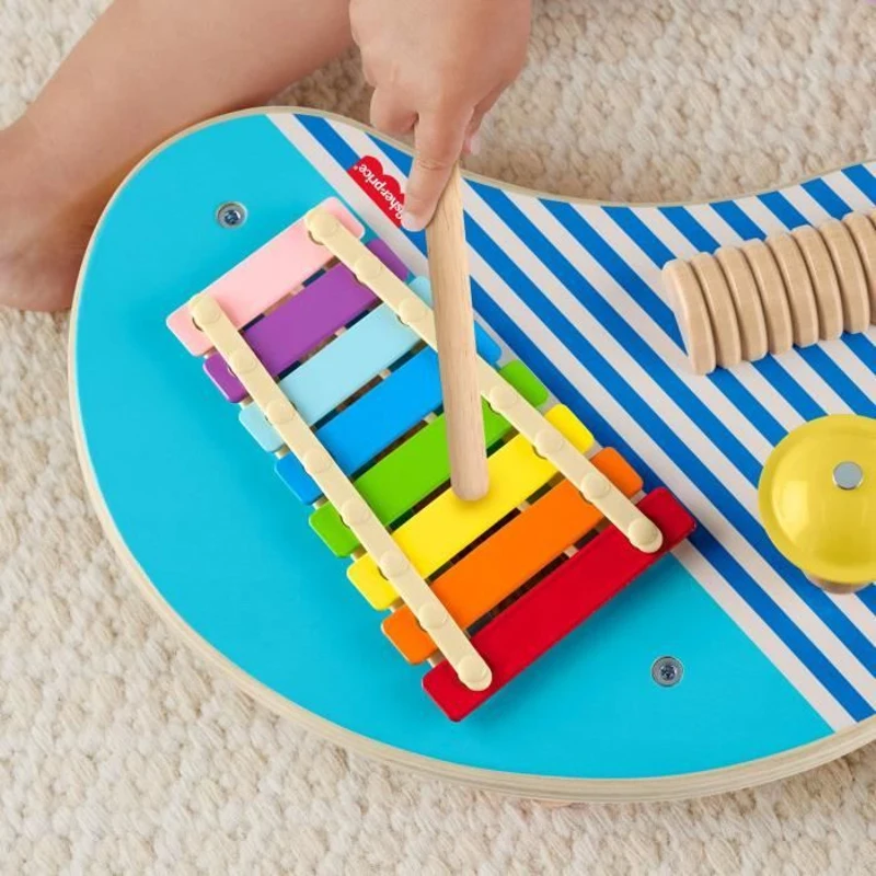 Fisher-Price-Table musicale en bois avec instruments de percussion HXT91
