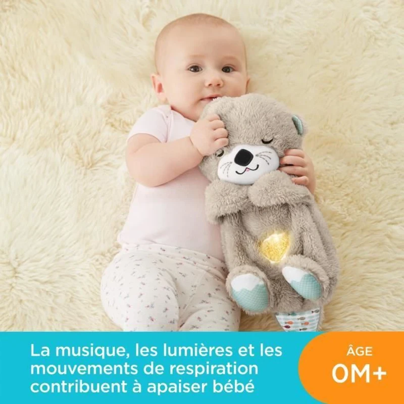 Fisher-Price - Ma Loutre Câlins Bonne Nuit - Peluche Veilleuse Bébé Musicale et Lumineuse - Jouet d'Eveil - Des la naissance FXC66