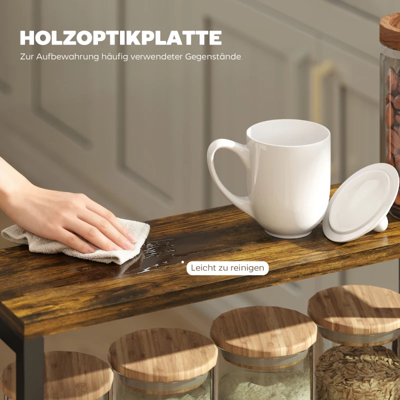 HOMCOM Keukentrolley serveertrolley 5 niveaus, rolwagen keukenrek met werkblad, wielen & greep, 47 x 13 x 96,5 cm, zwart