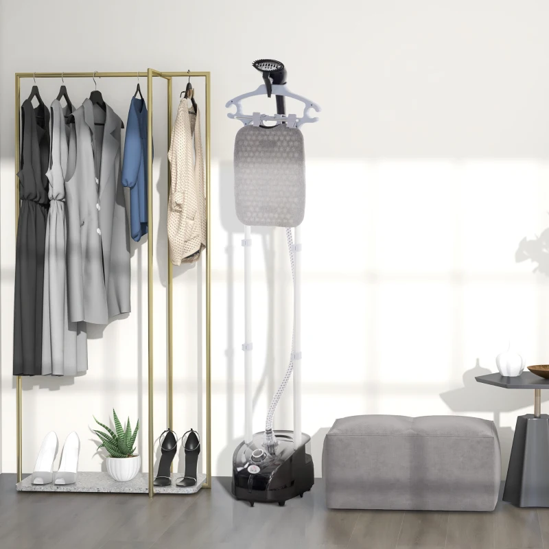 HOMCOM Défroisseur vapeur vertical 1950 W 32g/min, réservoir d'eau 2 L, tige télescopique, 11 températures réglables, noir