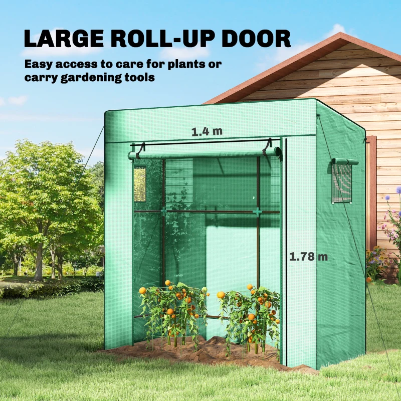 Outsunny 77 x 196cm Walk-In Greenhouse, with Accessories