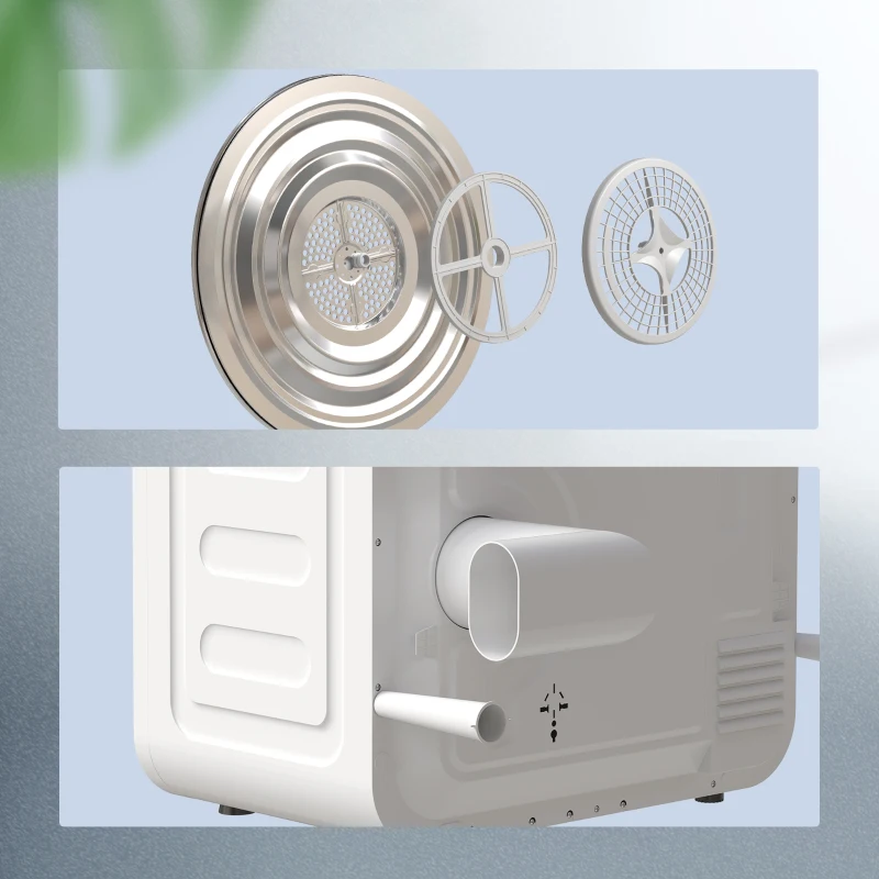 HOMCOM 4 kg wasdroger, compact ontwerp, 5 modi, timer, Wit+Zwart