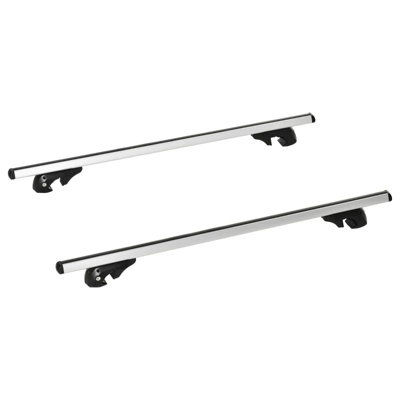 HOMCOM Portapacchi da tetto per auto, 135 cm, in lega di alluminio, compatibile con i binari laterali rialzati da 120 cm, Argento