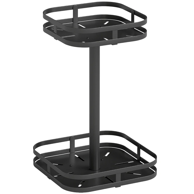 HOMCOM Drehbares Gewürzregal, 2-stufiges Design, Saugfüße, Metall, Schwarz