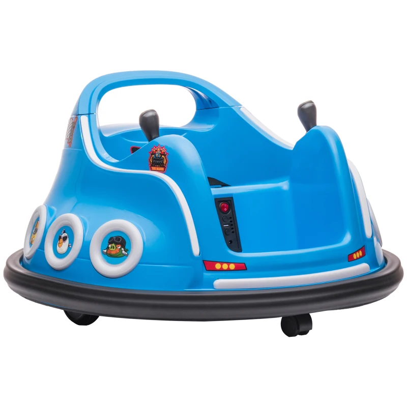 AIYAPLAY Voiture auto-tamponneuse électrique enfant 12V sous licence Angry Bird, voiture tournante 360°, 73 x 73 x 44 cm, bleu