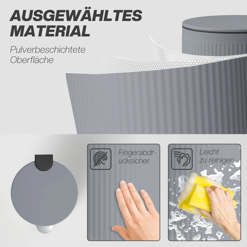 HOMCOM Prullenbak 30 L Tretemmer met softclose-deksel en pedaal, binnenemmer metaal, Zwart, 36 x 30 x 60,5 cm