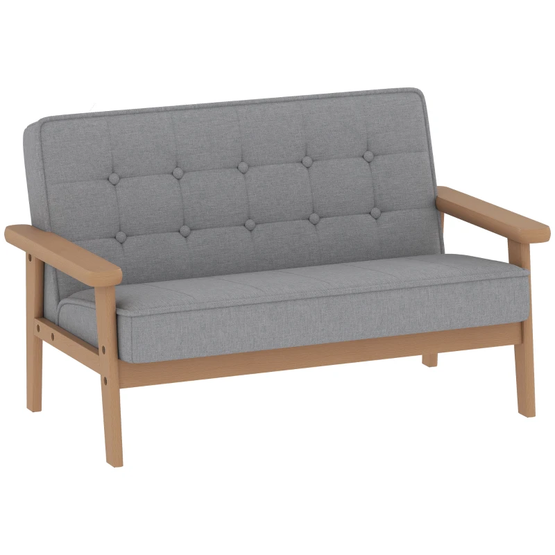 AIYAPLAY Kinderfauteuil, kindersofa met houten frame, velourslook, gestoffeerd, voor kinderen van 3-15 jaar Grijs