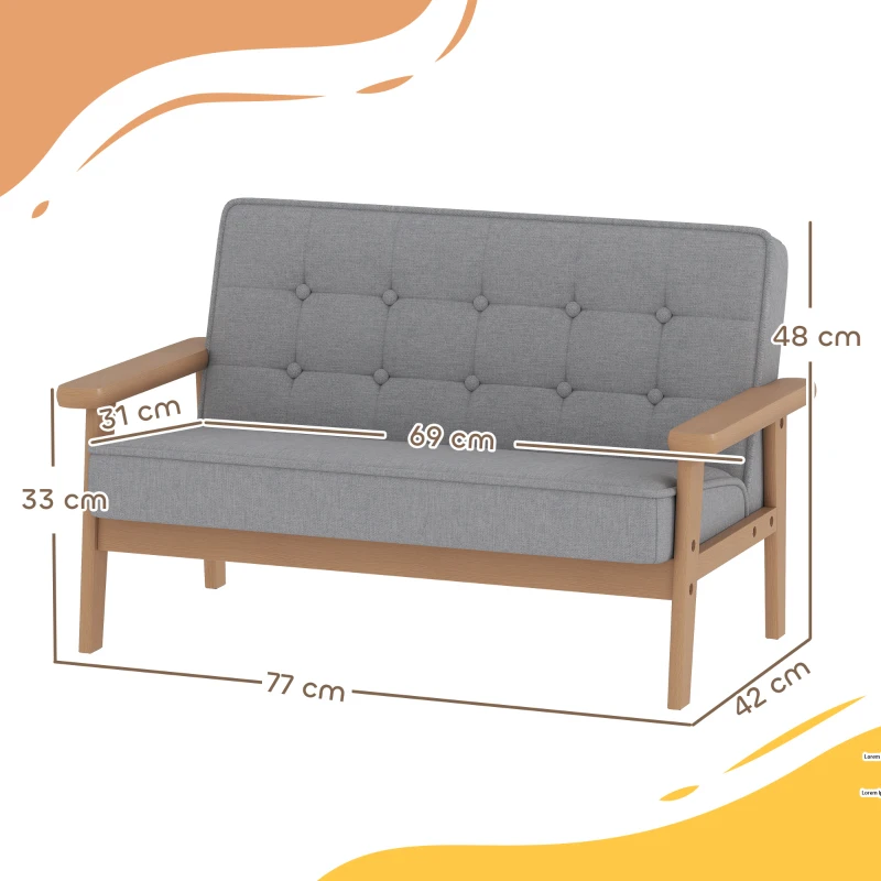AIYAPLAY Kinderfauteuil, kindersofa met houten frame, velourslook, gestoffeerd, voor kinderen van 3-15 jaar Grijs