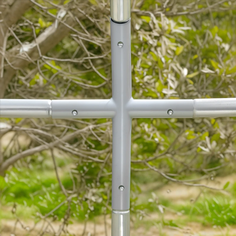 PawHut Grande recinto per polli 5,32 ㎡ con tetto anti-UV e porta con serratura 2,8 x 1,9 x 1,97 m argentato