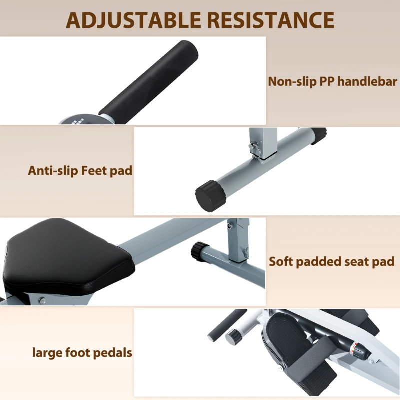 HOMCOM Rowing Machine Cardio Rower Workout Fitness Body Tonner Home Gym Training