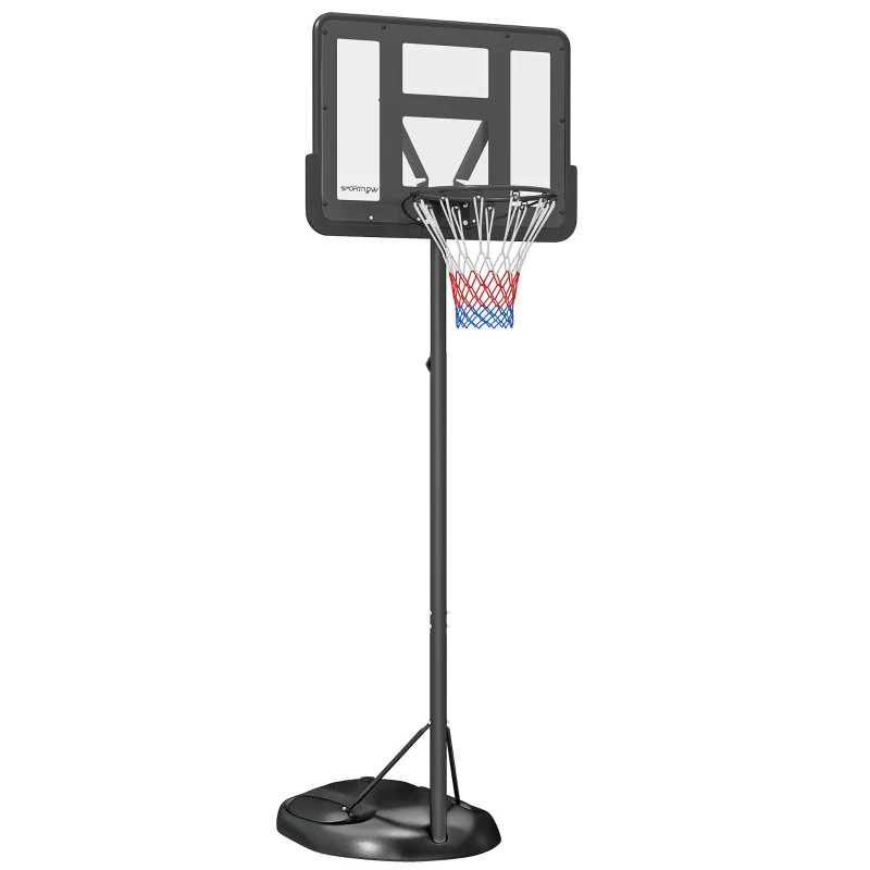 SPORTNOW Canestro Basket ad Altezza Regolabile con Base Riempibile, Canestro da Basket in Acciaio e PE, Nero