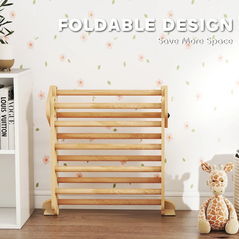 AIYAPLAY 5-in-1 klimrek: boogladder, driehoeksladder, helling, klimwand en glijbaan — voor kinderen 1,5-4 jaar, opvouwbaar, hout