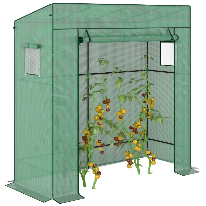 Outsunny Invernadero de Exterior con Ventanas de Malla y Puerta con Cremallera para Cultivar Plantas Flores 196x77x197 cm Verde