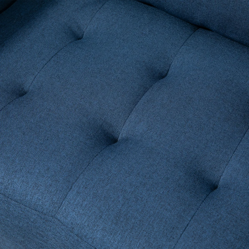 HOMCOM Poltrona Moderna in Tessuto Effetto Lino, Struttura in Legno e Imbottitura Spessa, 76x70x87cm, Blu