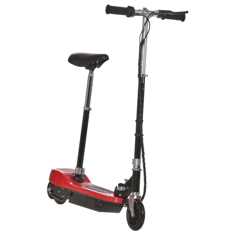 HOMCOM Powered Electric Scooter Ride-On, with Brakes, Adjustable Seat, Adjustable Handlebars, Red