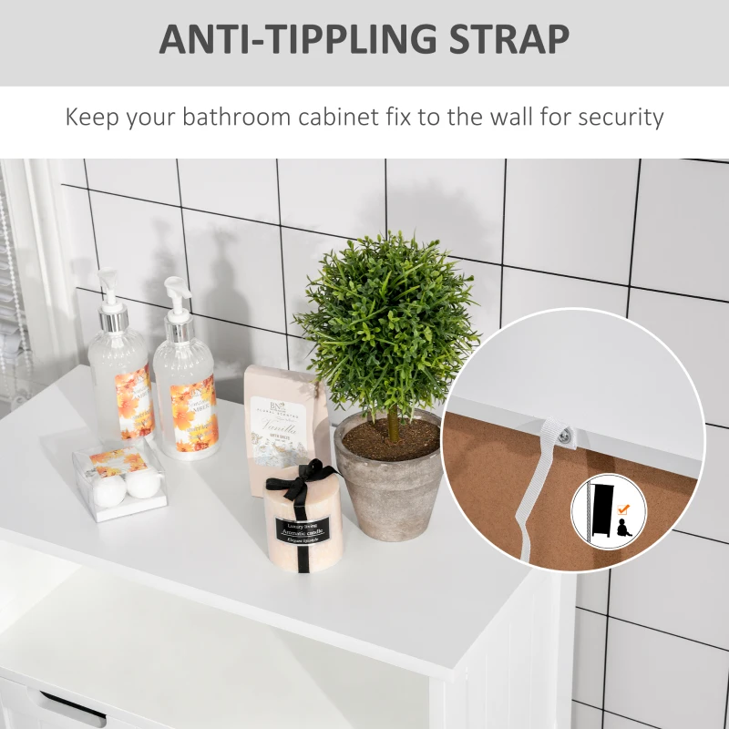 kleankin Bathroom Cabinet, Free Standing Bathroom Storage Cabinet with 2 Drawers and Adjustable Shelf, Small Bathroom Storage Unit, White