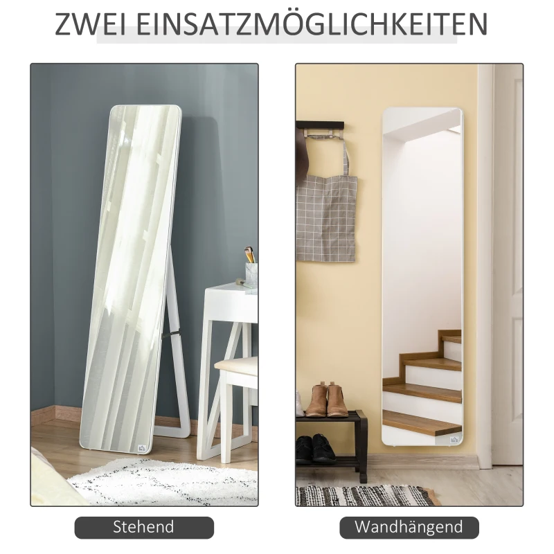 HOMCOM staande spiegel wit hout 37 cm x 43 cm x 156 cm(m-5)