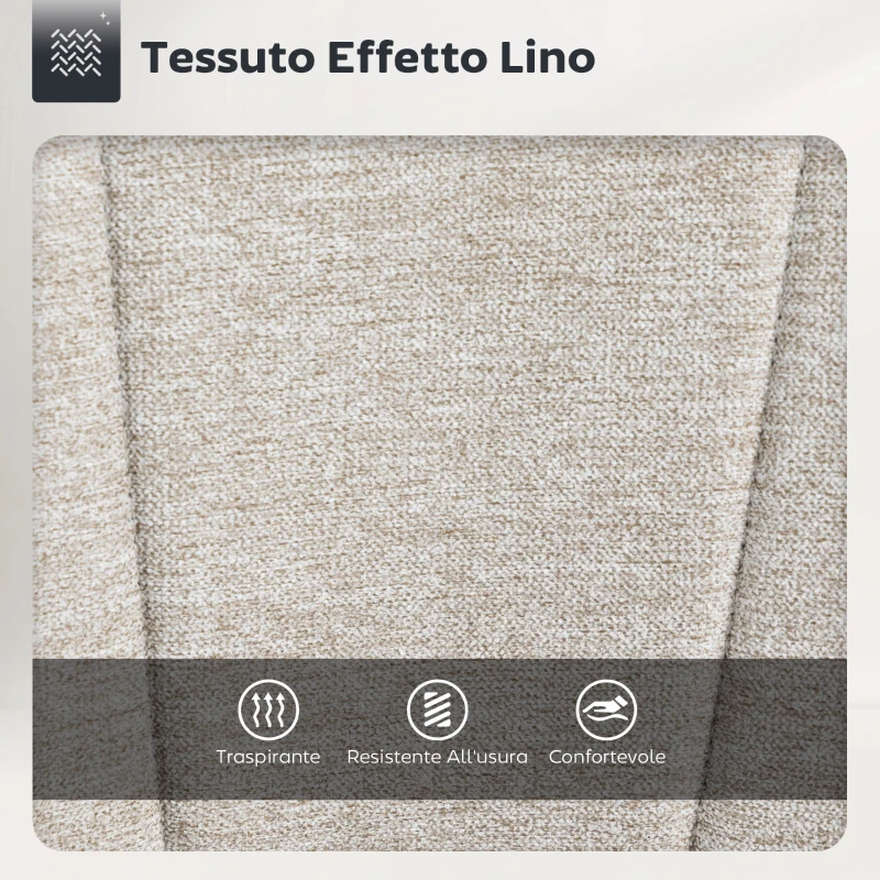 HOMCOM Set 2 Sgabelli da Bar con Altezza Regolabile, Seduta Girevole in Tessuto e Poggiapiedi, Beige