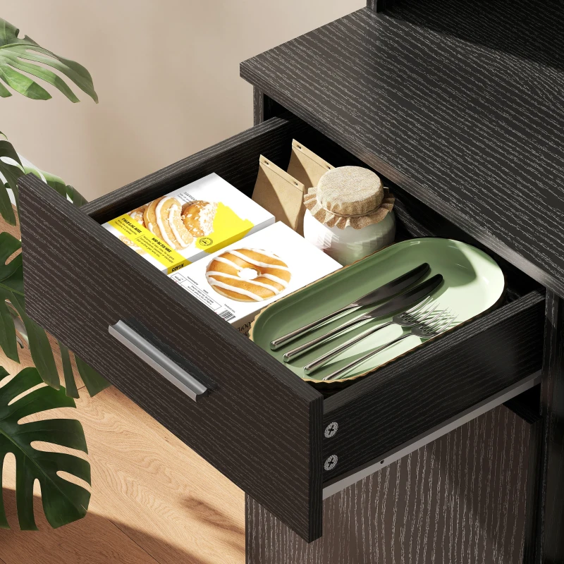 HOMCOM Armoire de cuisine, buffet avec tiroir, portes à fermeture douce, 80 x 35 x 180 cm, Noir