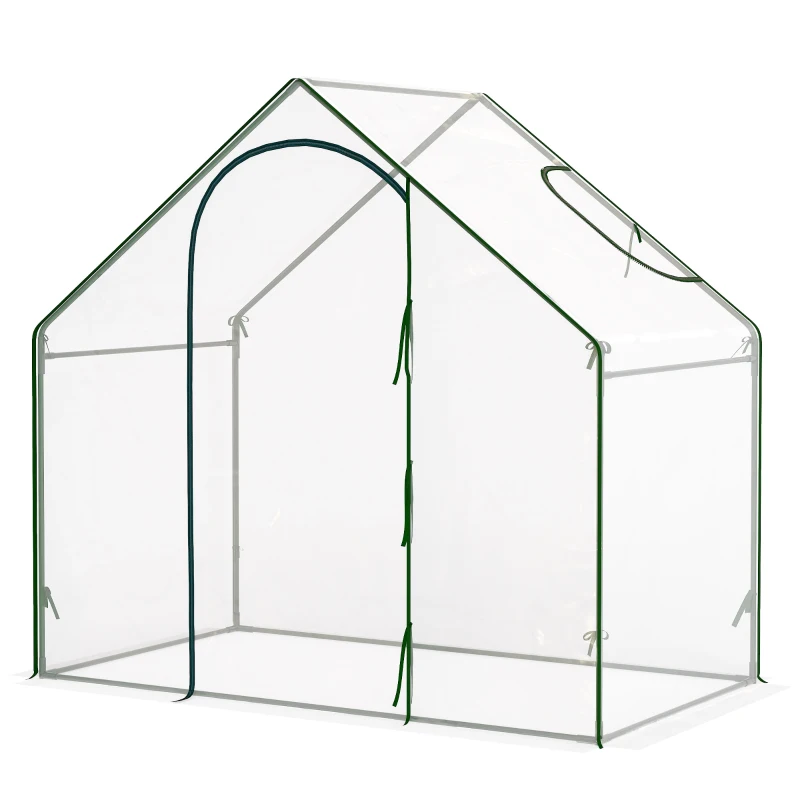 Outsunny Walk In Tomato Greenhouse Garden Outdoor Mini Greenhouse Flower Planter Steel Frame with Zipped Door & Window, PVC Cover, 180 x 100 x 168CM, Clear