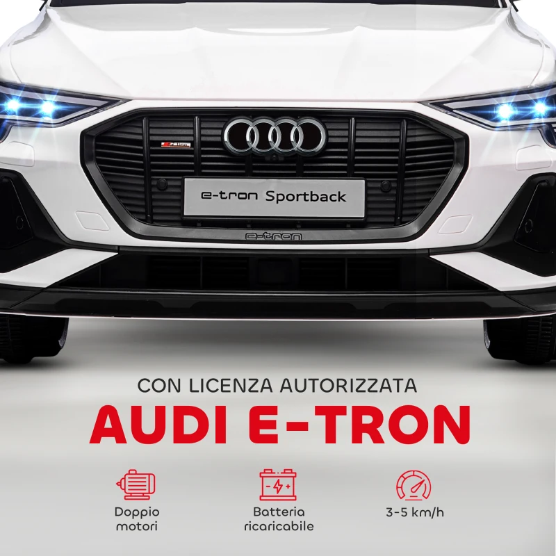 HOMCOM Auto Elettrica per Bambini 3-5 Anni, Macchina 12V con Telecomando e Luci Colorate, Velocità Fino a 8km/h, Bianco | Aosom Italy