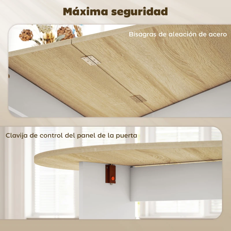 HOMCOM Mesa de Cocina Plegable con Alas Abatibles Mesa de Cocina Plegable de Forma Ovalada Estilo Moderno 163x80x75 cm Natural