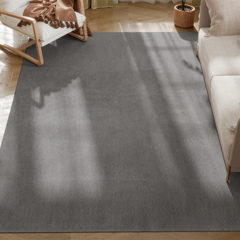 HOMCOM Alfombra Salón 160x230 cm Lavable en Lavadora Pelo Largo Estilo Moderno Tapete para Sala de Estar Dormitorio Gris Claro