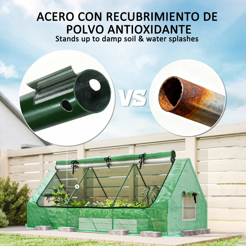 Outsunny Invernadero de Terraza Mini Invernadero 240x90x90 cm con Ventanas de Malla para Cultivar Verduras y Flores Verde
