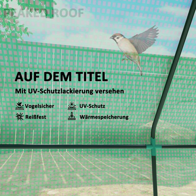 Outsunny Mini-Gewächshaus, wetterbeständig, aufrollbares Fenster, 240 cm x 90 cm x 90 cm, Grün