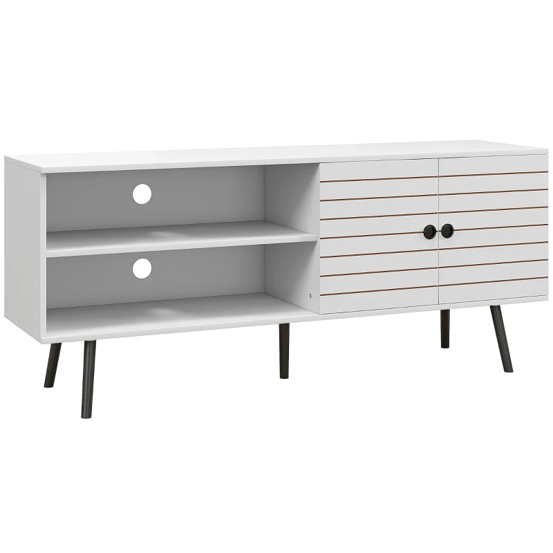 HOMCOM Móvel de TV para Televisores de até 65 Polegadas com 2 Prateleiras Abertas 1 Armário com Portas 145x38x65 cm Branco