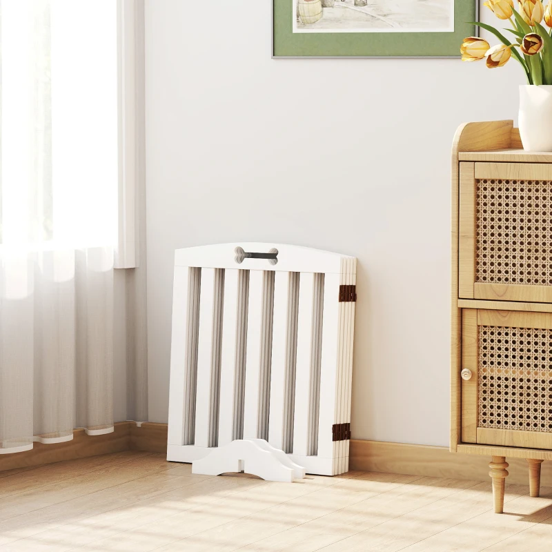 PawHut Barrière autoportante pour chien avec pieds de support, pour encadrements de porte, couloir, escalier, 258 x 30 x 61 cm, Blanc