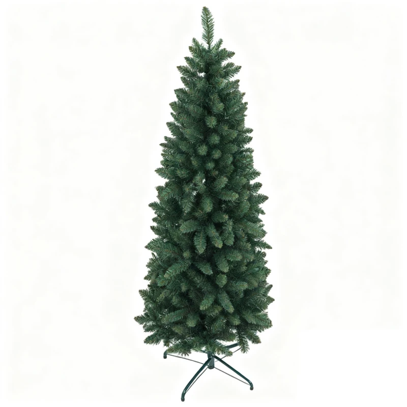HOMCOM Albero di Natale Artificiale 182.88cm con 479 Rami, Design Alto e Stretto con Base Pieghevole, Verde