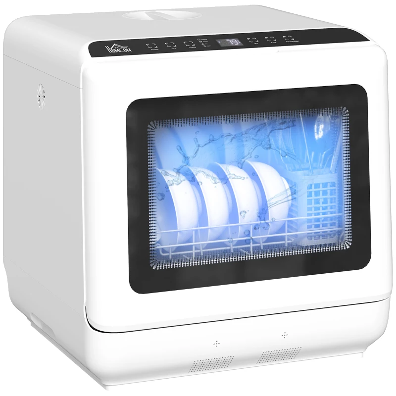 HOMCOM 6L Five-Mode Tabletop Dishwasher - White