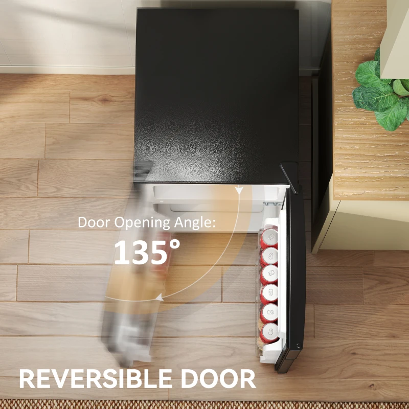 HOMCOM 88L Under Counter Fridge Freezer, Small Refrigerator with 5-Setting, 3 Star Freezer Rating, Black and Silver Tone