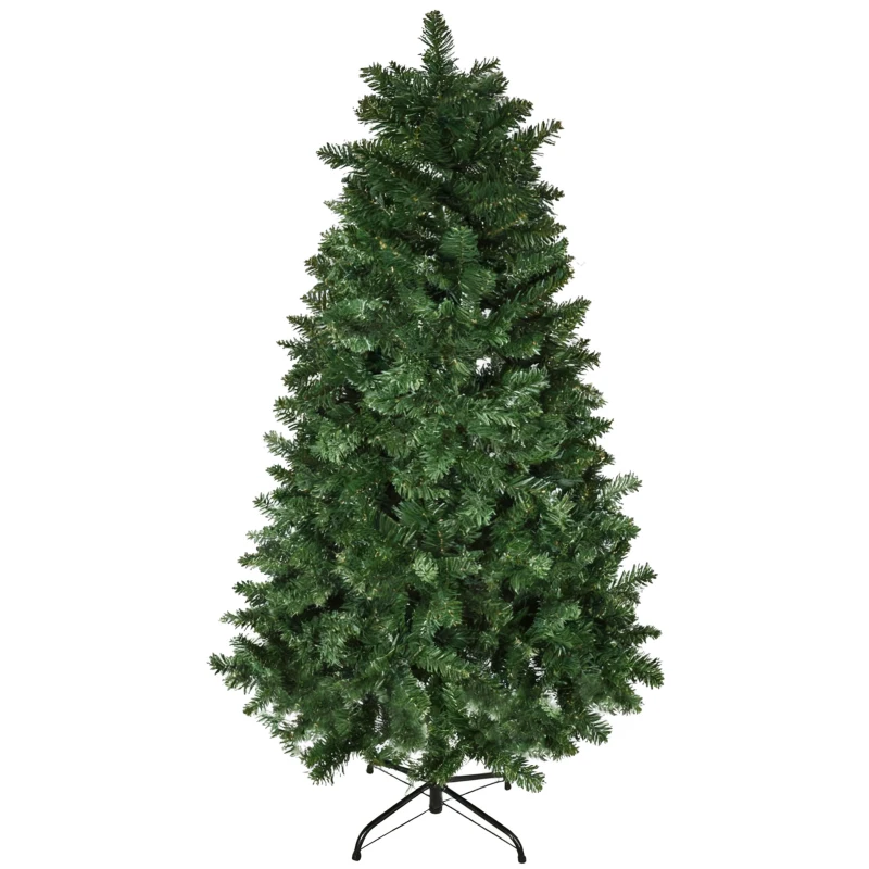 HOMCOM Albero di Natale 150cm Artificiale Pieghevole con Base Rimovibile, 454 Rami, in PVC e Acciaio, Verde