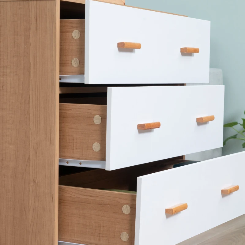 HOMCOM Commode Design scandinave sur Pieds 3 tiroirs coulissants Pieds effilés inclinés Panneaux Particules Blanc Aspect Bois Clair