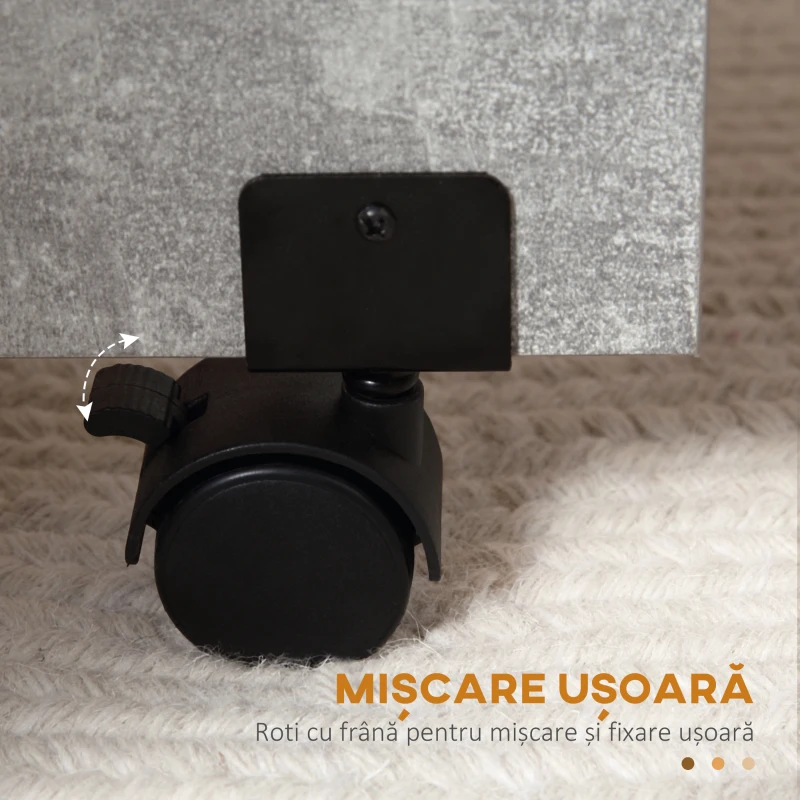 Homcom Masa Pliabila Gri – Lemn cu Roti 75×140×74 cm, 4–6 Persoane