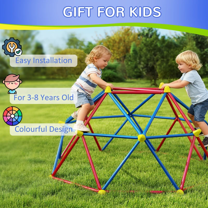 Outsunny 6 FT Toddler Outdoor Climbing Frame, with Rust and UV-Resistant Steel, for 1-4 Kids Ages 3-8 Years - Multicoloured