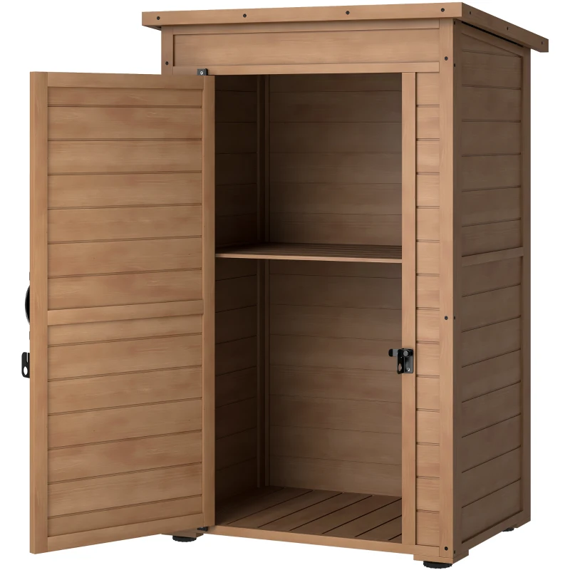 Outsunny Dulapior de Depozitare in Aer Liber, sopron Mic din Lemn pentru Gradina(m-10)